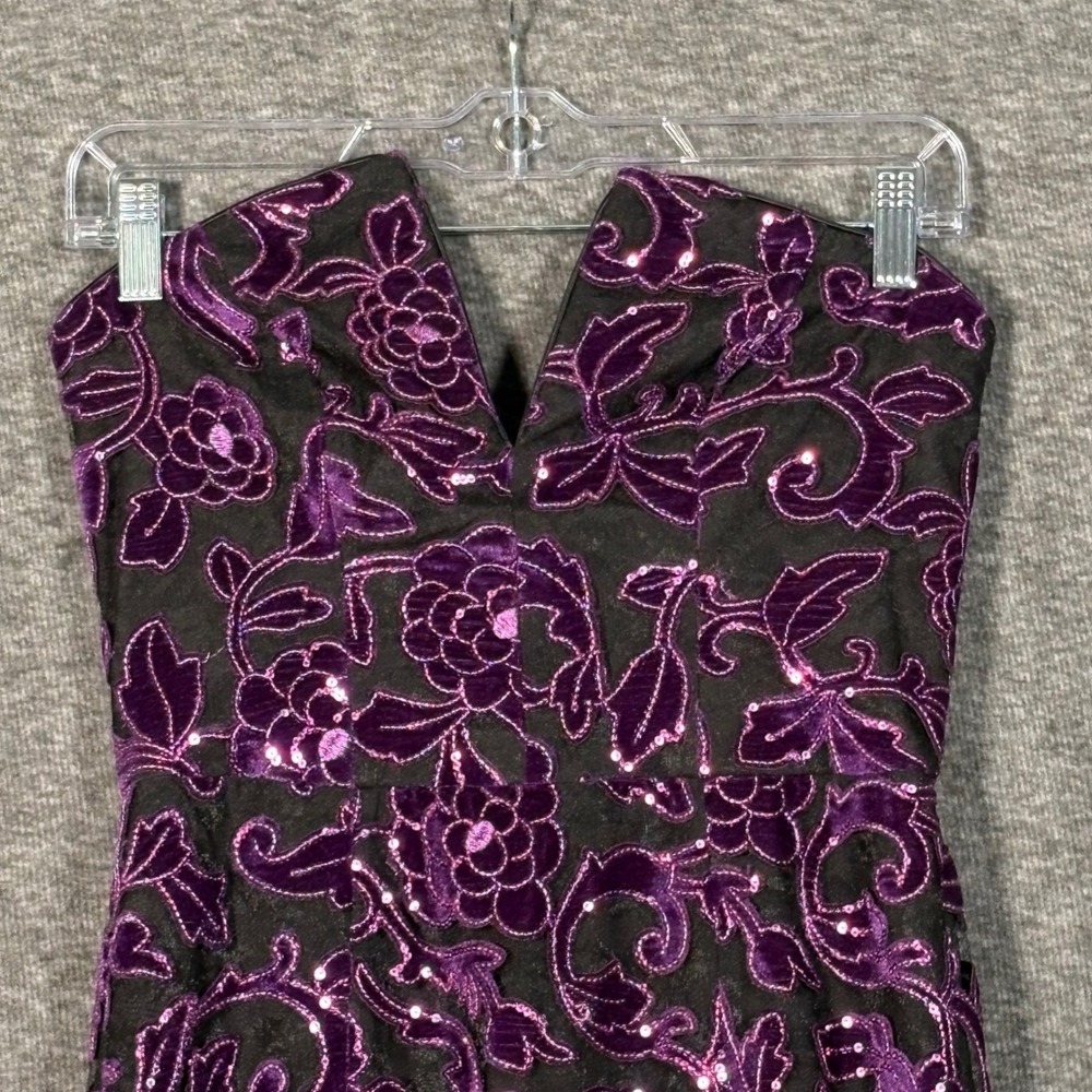 Dress the Population Strapless Purple Embellished Gown - Picture 3 of 14